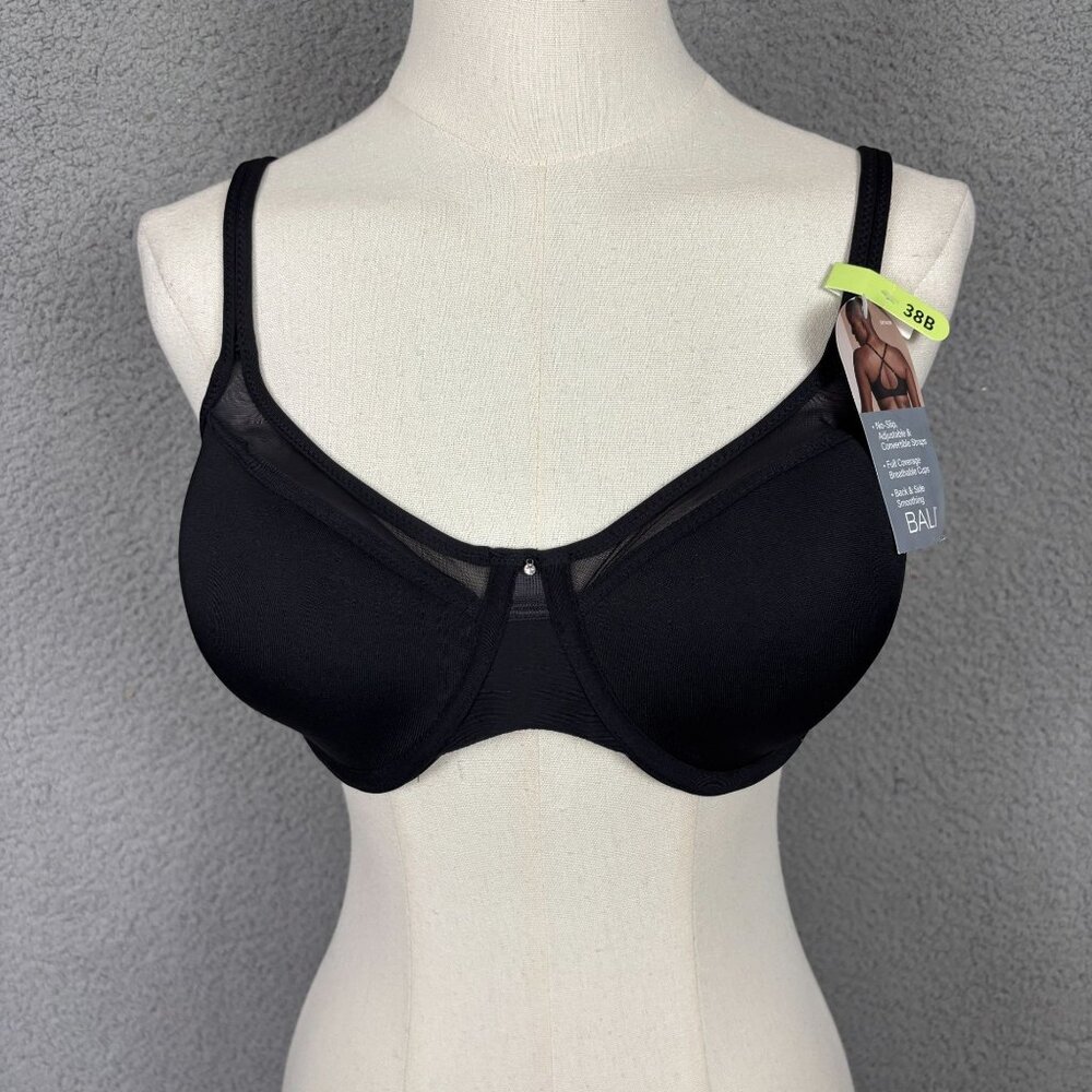 Bali Women's 38B Black Full-Coverage Smoothing Bra Adjustable Straps NWT's.